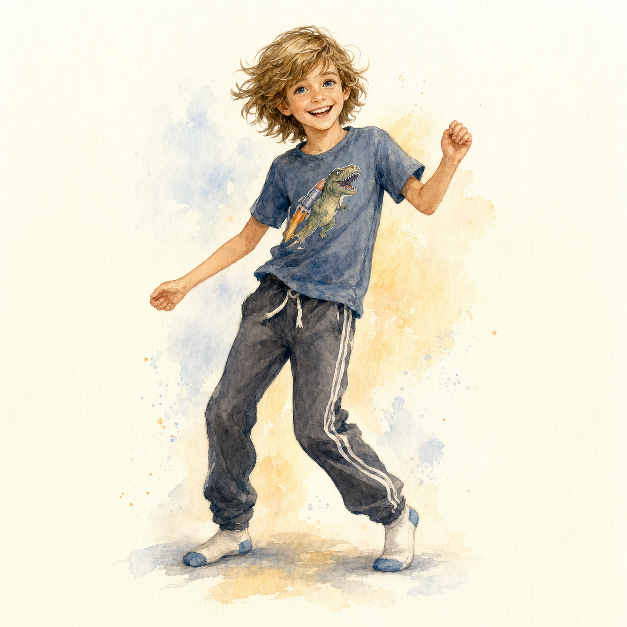 Watercolor portrait of the boy